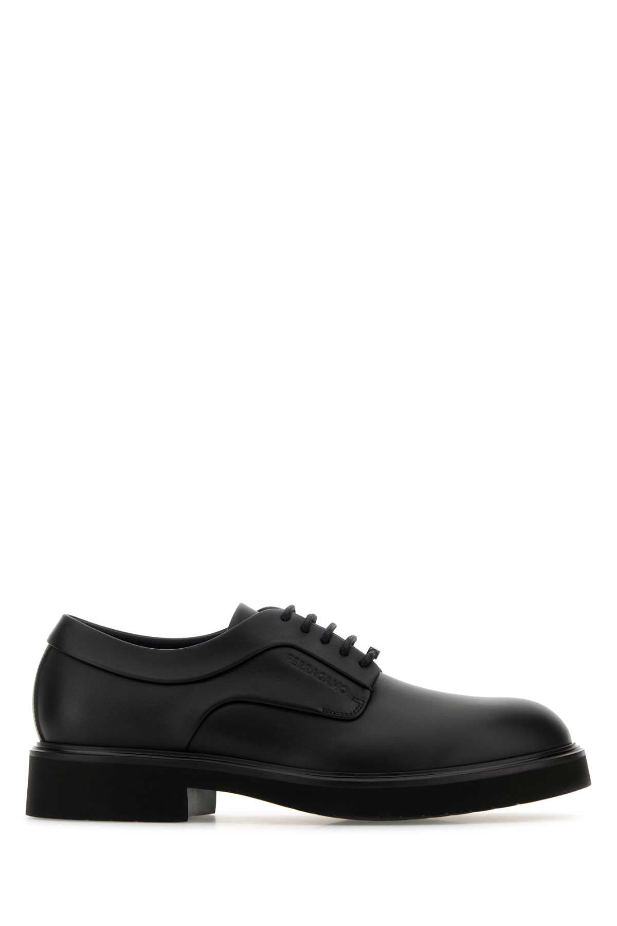 SALVATORE FERRAGAMO Cervantes Black Leather Lace-Up Shoes for Men