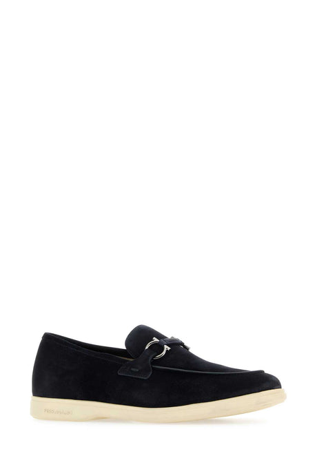 SALVATORE FERRAGAMO Men's Navy Blue Suede Cosimo Loafers