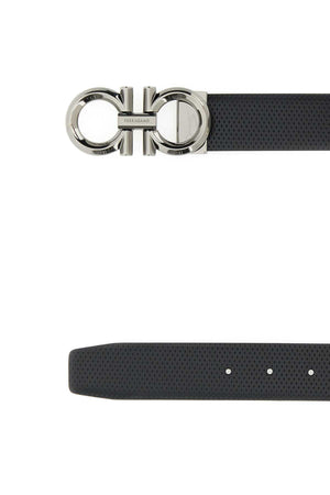 SALVATORE FERRAGAMO Reversible Black Leather Belt - 3.5 cm Height for Men