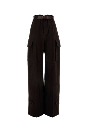 SAINT LAURENT Chic Dark Brown Gabardine Cargo Pants for Women