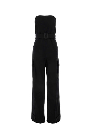 SAINT LAURENT Chic Black Cotton Drill Jumpsuit