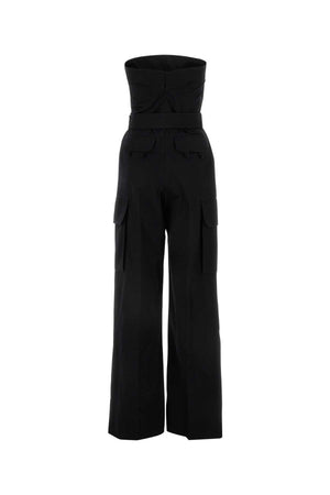 SAINT LAURENT Chic Black Cotton Drill Jumpsuit