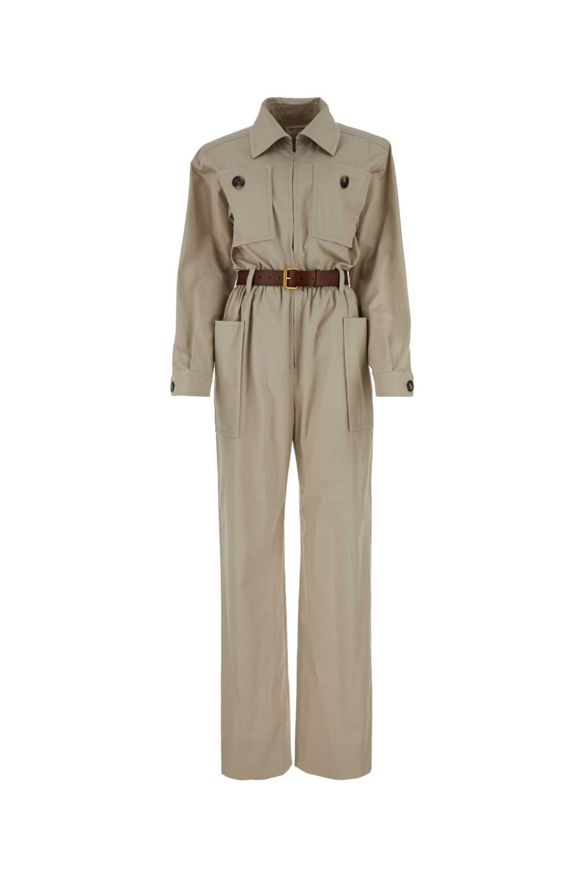 SAINT LAURENT Chic Sand Twill Jumpsuit for Women