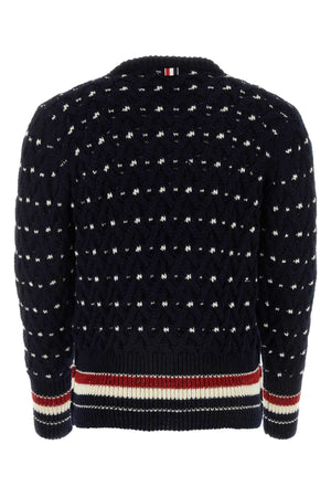 THOM BROWNE Wool Blend Sweater in Midnight Blue for Men