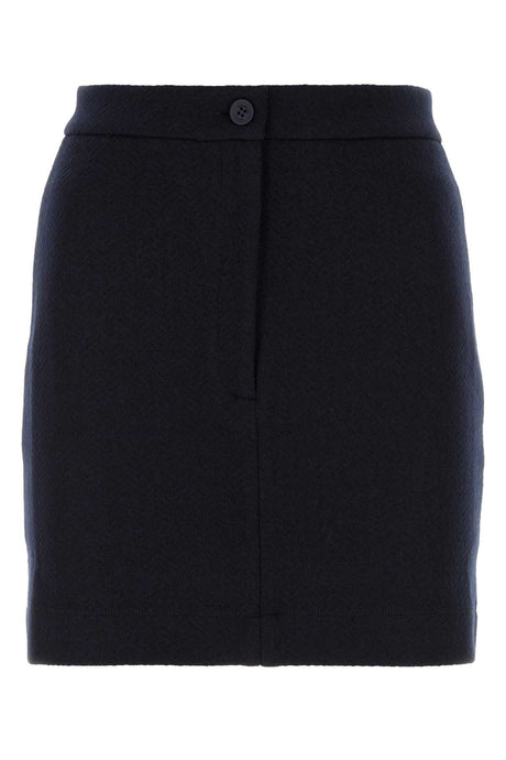 THOM BROWNE Navy Blue Cotton Blend Mini Skirt