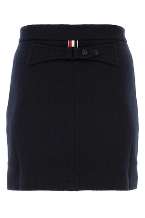 THOM BROWNE Navy Blue Cotton Blend Mini Skirt