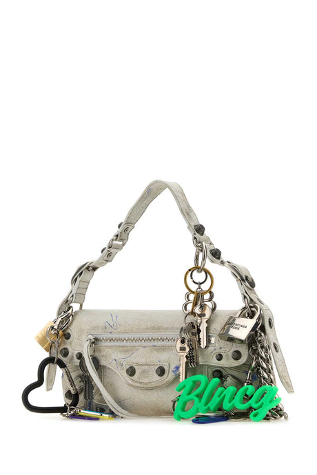 BALENCIAGA Mini White Leather Shoulder Handbag