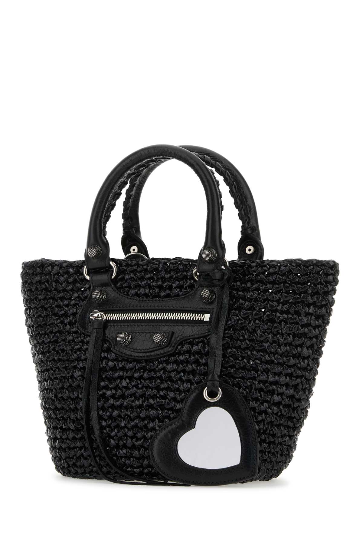 BALENCIAGA Mini Black Raffia Handbag