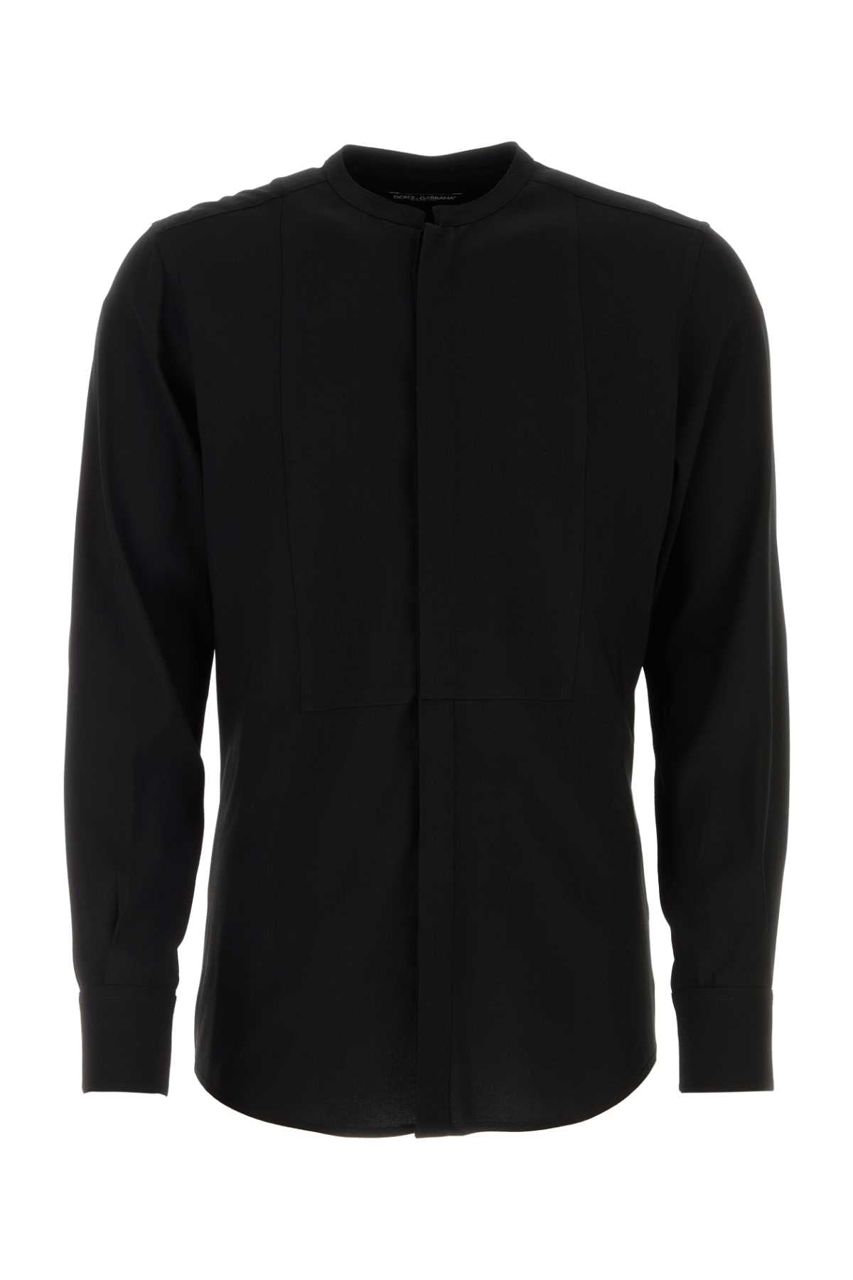 DOLCE & GABBANA Elegant Black Crepe Shirt for Men