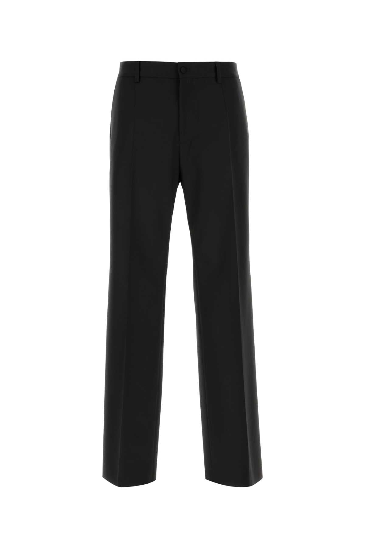 DOLCE & GABBANA Black Stretch Wool Pants for Men