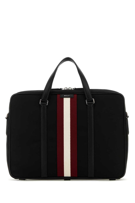 BALLY Black Fabric Briefcase - 38cm x 28cm x 9cm