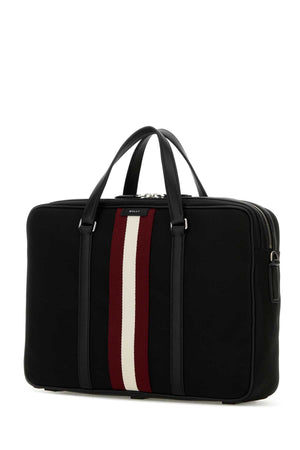 BALLY Black Fabric Briefcase - 38cm x 28cm x 9cm