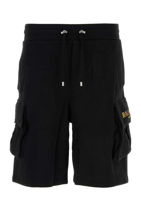 BALMAIN Essential Black Cotton Bermuda Shorts