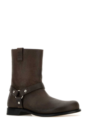 LOEWE Men's Dark Brown Leather Biker Boots