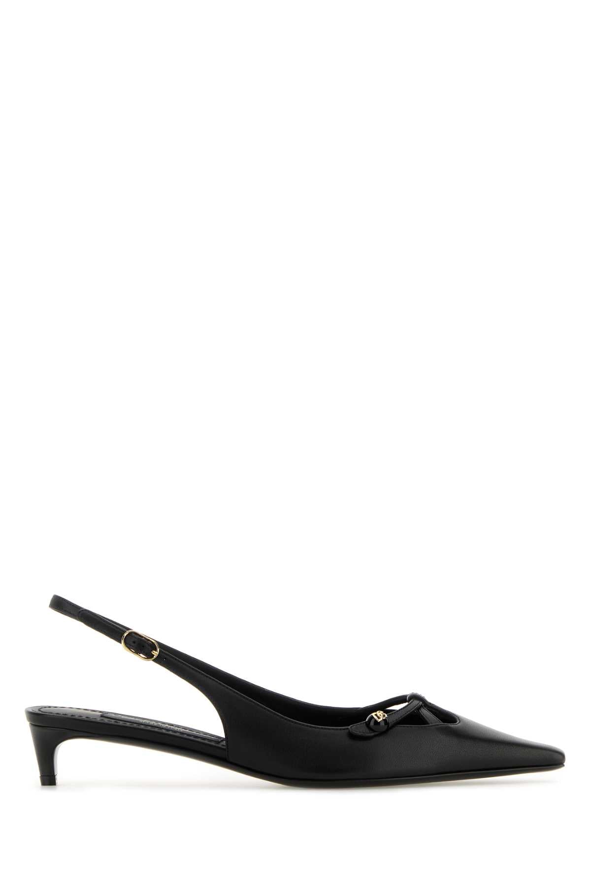 DOLCE & GABBANA Elegant Black Nappa Leather Pumps with 3 cm Heel