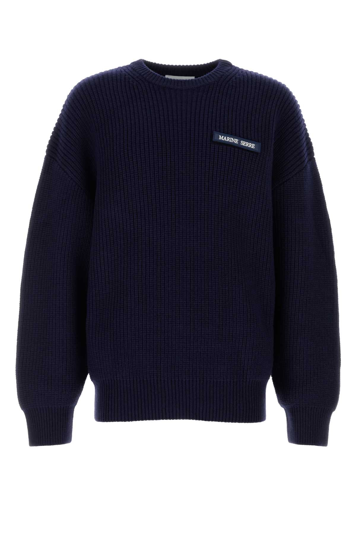 MARINE SERRE Classic Navy Blue Wool Sweater for Men - 24W Season