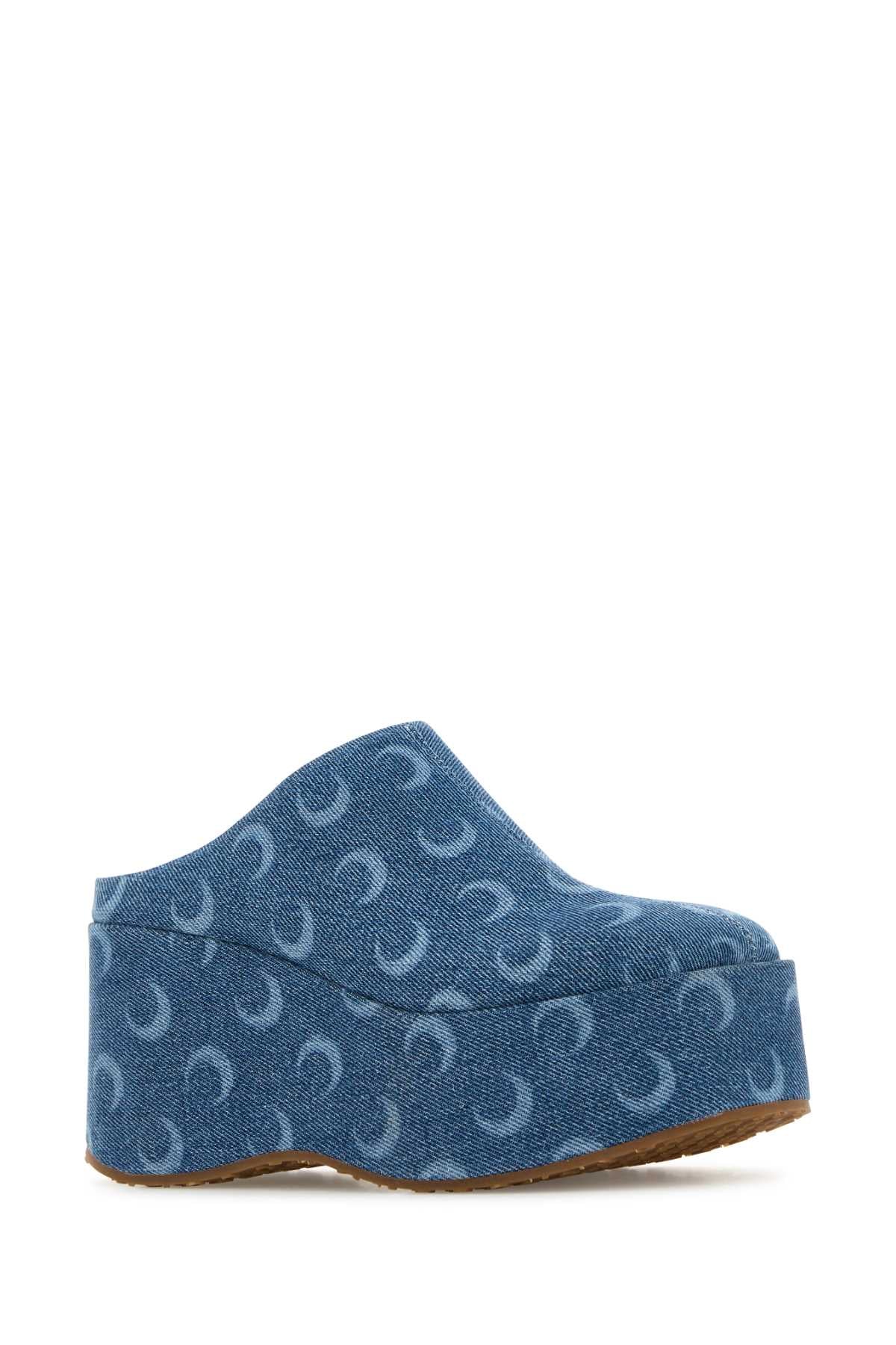 MARINE SERRE Stylish Printed Denim Clogs with 10 cm Wedge