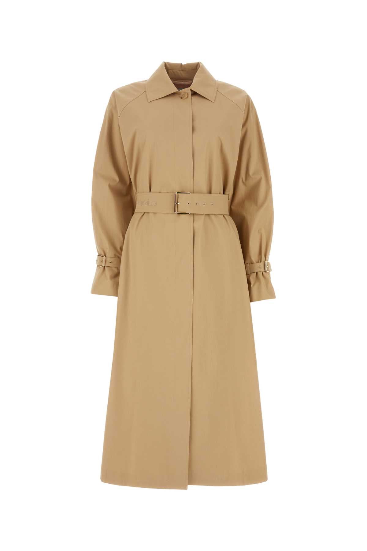 MAX MARA Oversized Beige Stretch Cotton Trench Coat