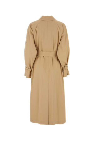 MAX MARA Oversized Beige Stretch Cotton Trench Coat