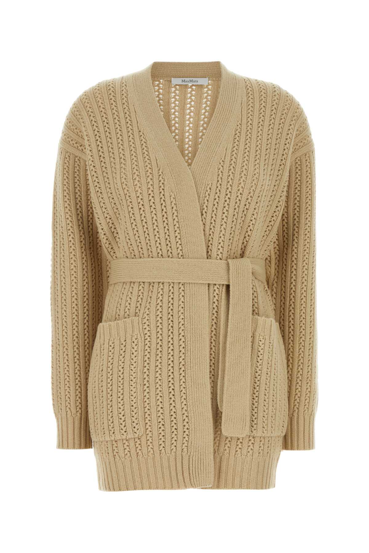 MAX MARA Chic Beige Wool Blend Cardigan