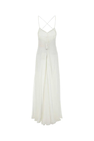 MAX MARA Elegant Long Dress in Georgette Fabric