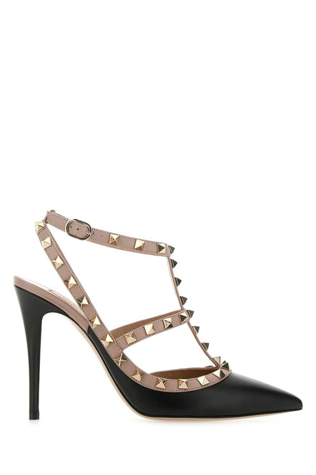 VALENTINO GARAVANI Two-tone Leather Rockstud Pumps with 10 cm Heel