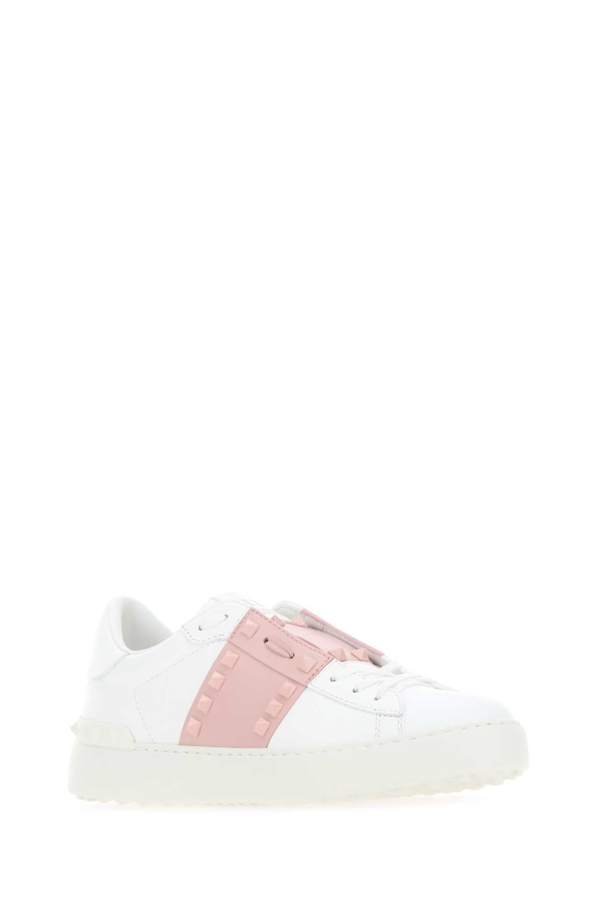 VALENTINO GARAVANI Elegant Leather Rockstud Sneakers with Pink Accents