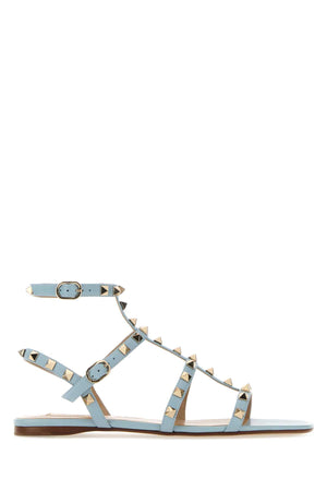 VALENTINO GARAVANI Light Blue Leather Rockstud Sandals