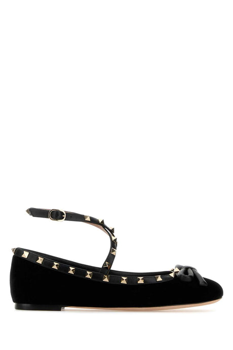 VALENTINO GARAVANI Velvet Rockstud Ballerinas