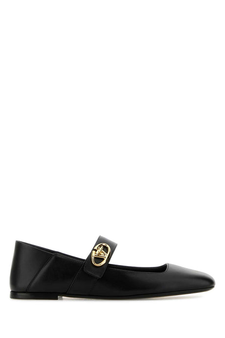 VALENTINO GARAVANI Black Leather VLogo Locker Ballerinas