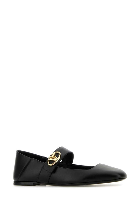 VALENTINO GARAVANI Black Leather VLogo Locker Ballerinas