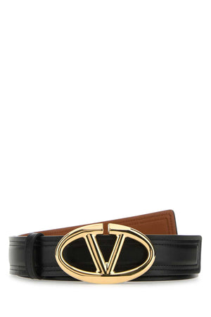 VALENTINO GARAVANI Reversible Black Leather Belt - 3 cm Width