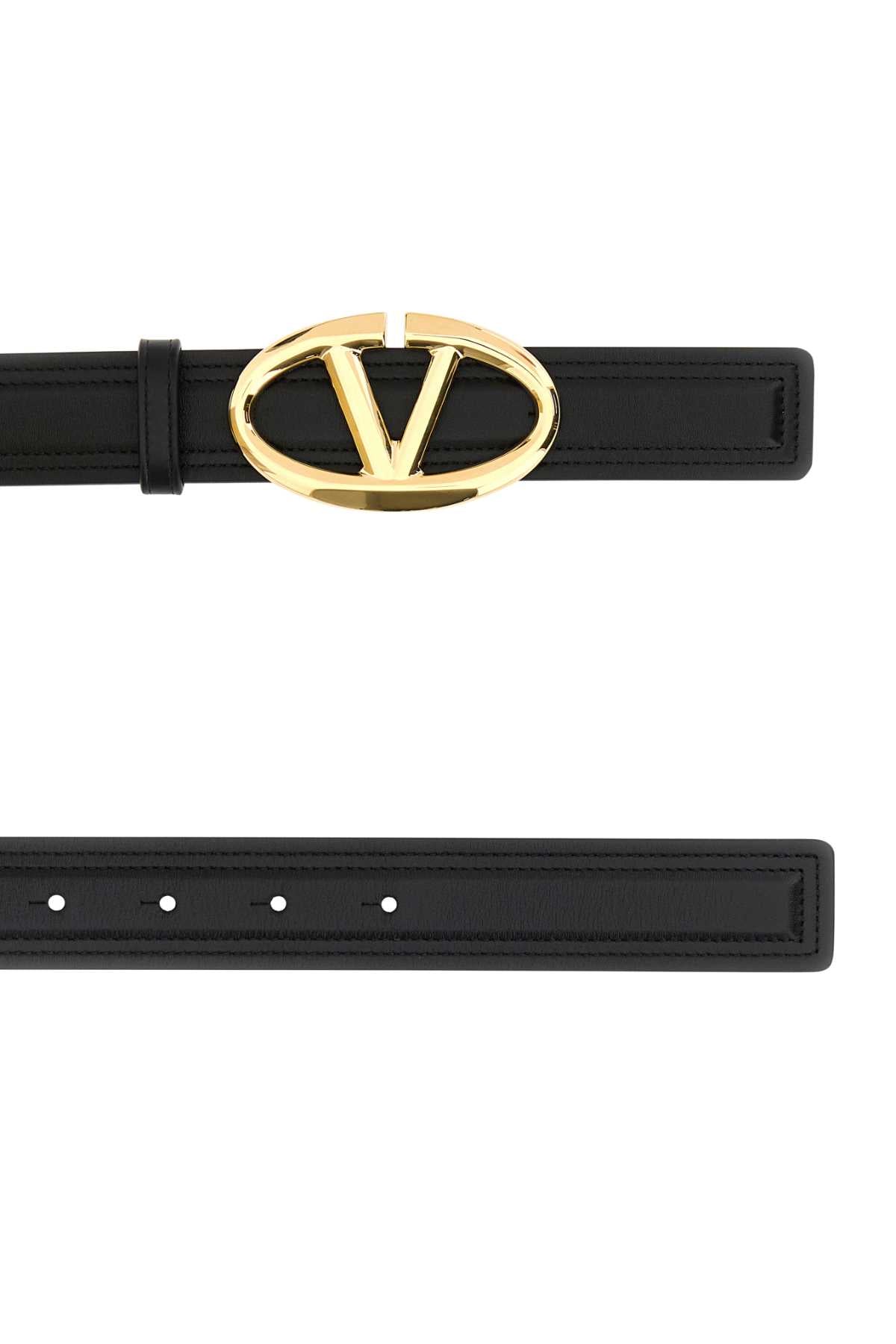 VALENTINO GARAVANI Reversible Black Leather Belt - 3 cm Width