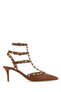 VALENTINO GARAVANI Chic Brown Leather Rockstud Pumps - 7 cm Heel