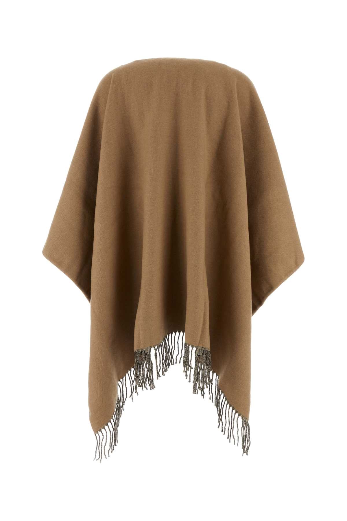 VALENTINO GARAVANI Camel Wool Blend Reversible Cape - One Size