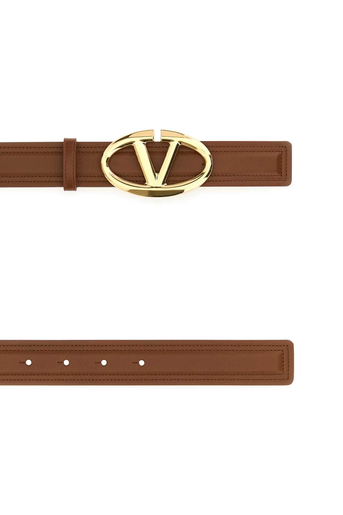 VALENTINO GARAVANI Reversible Caramel Leather Belt - 3 cm Width