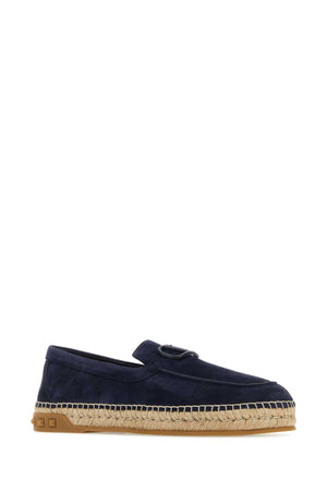 VALENTINO GARAVANI Navy Blue Split-Leather Espadrilles for Men