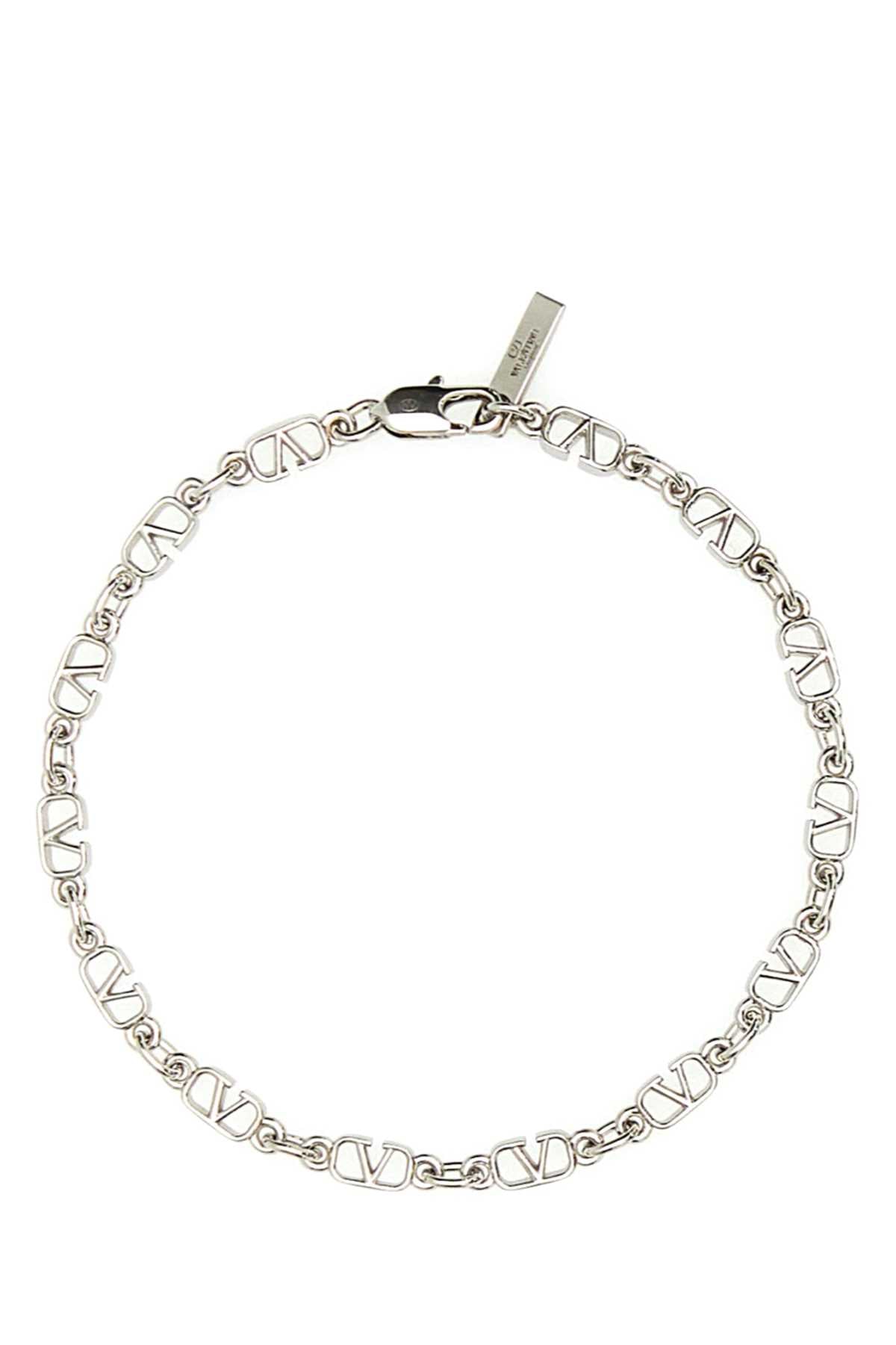 VALENTINO GARAVANI Silver Metal VLogo Bracelet - 20cm Circumference