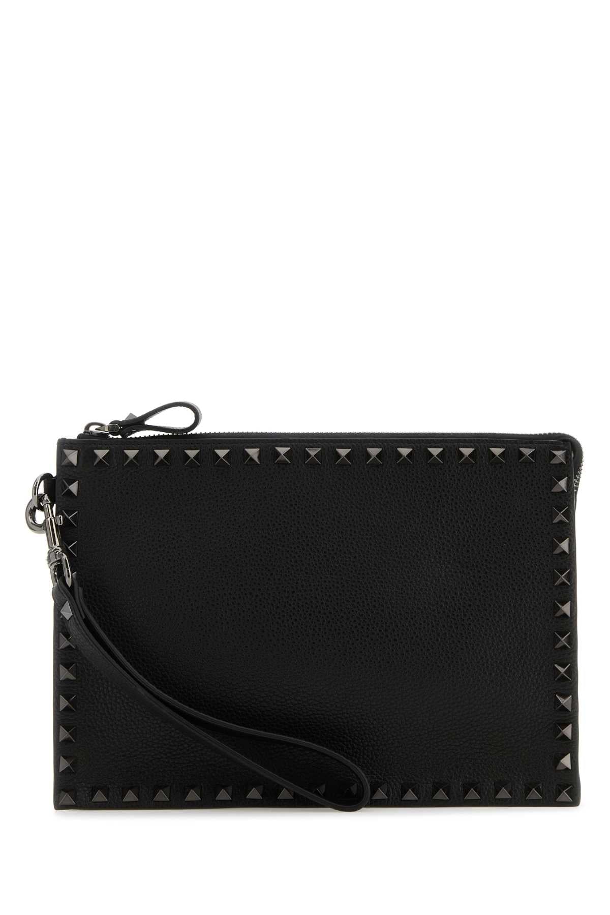 VALENTINO GARAVANI Rockstud Leather Clutch - 24.5cm x 18cm x 5cm