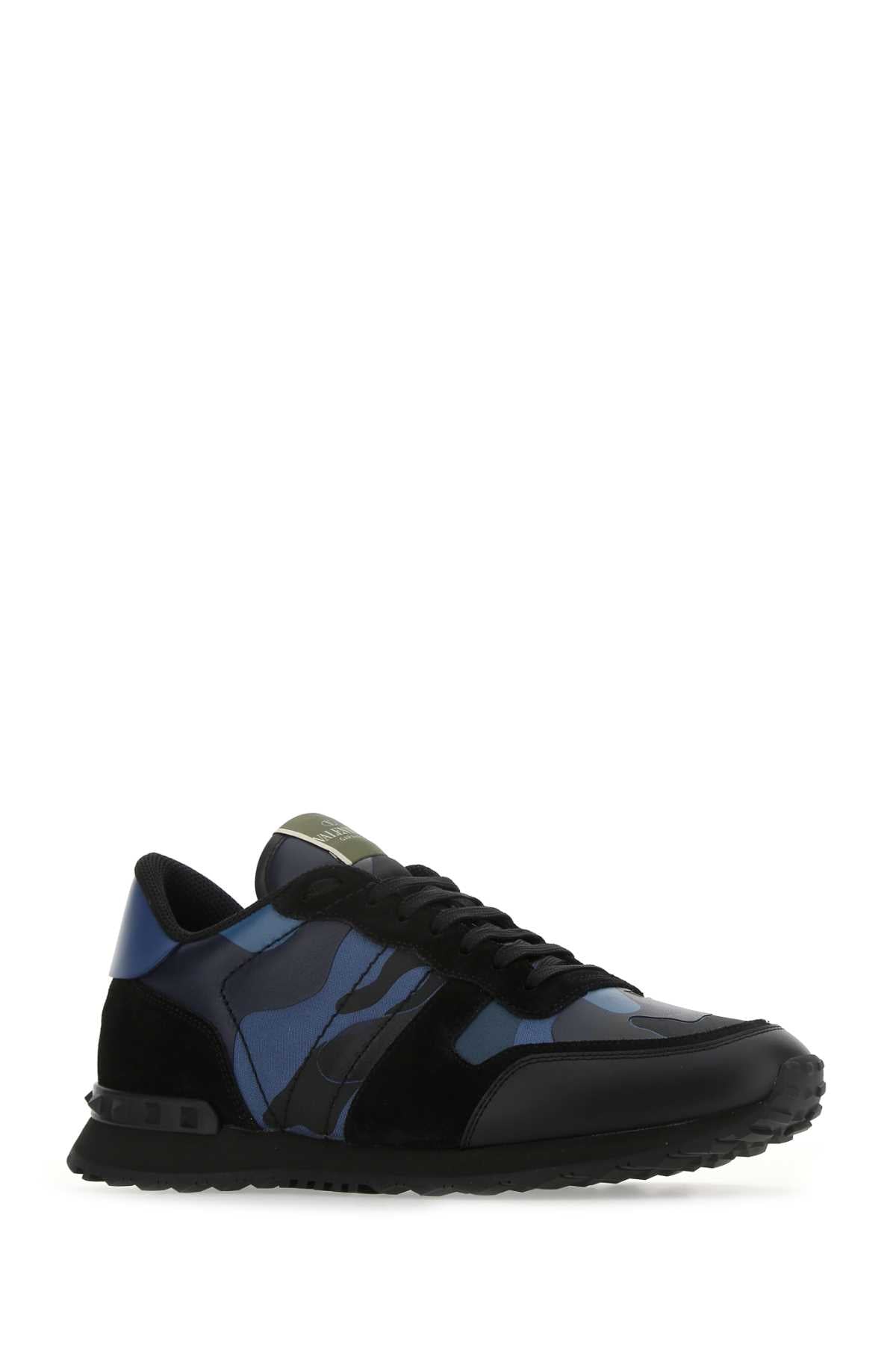 VALENTINO GARAVANI Multicolor Camouflage Fabric and Nappa Leather Rockrunner Sneakers - 24W