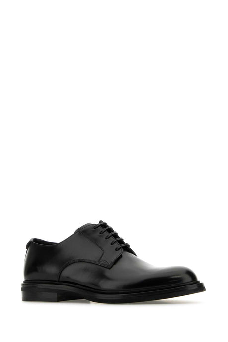 DOLCE & GABBANA Classic Black Leather Lace-Up Shoes for Men