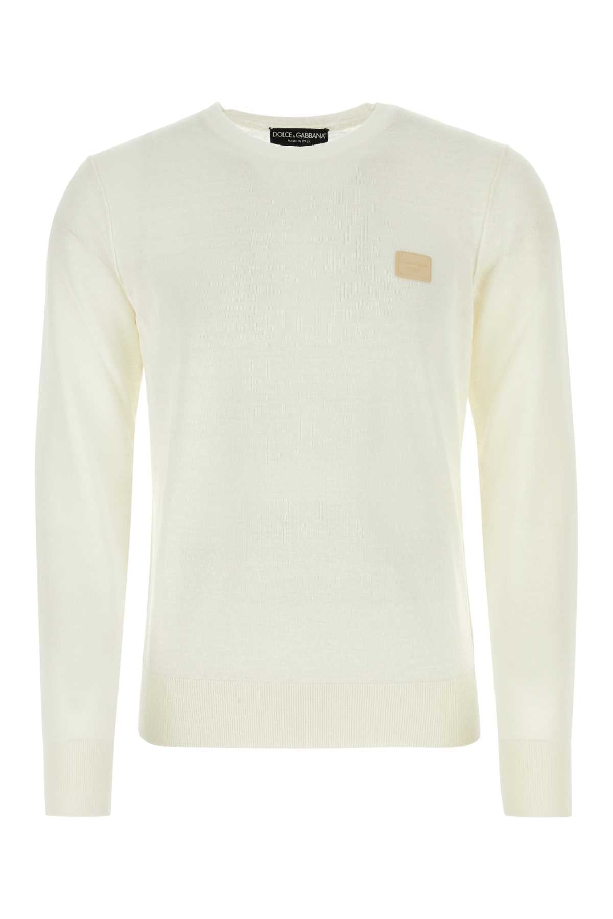 DOLCE & GABBANA Ivory Linen Blend Sweater for Men