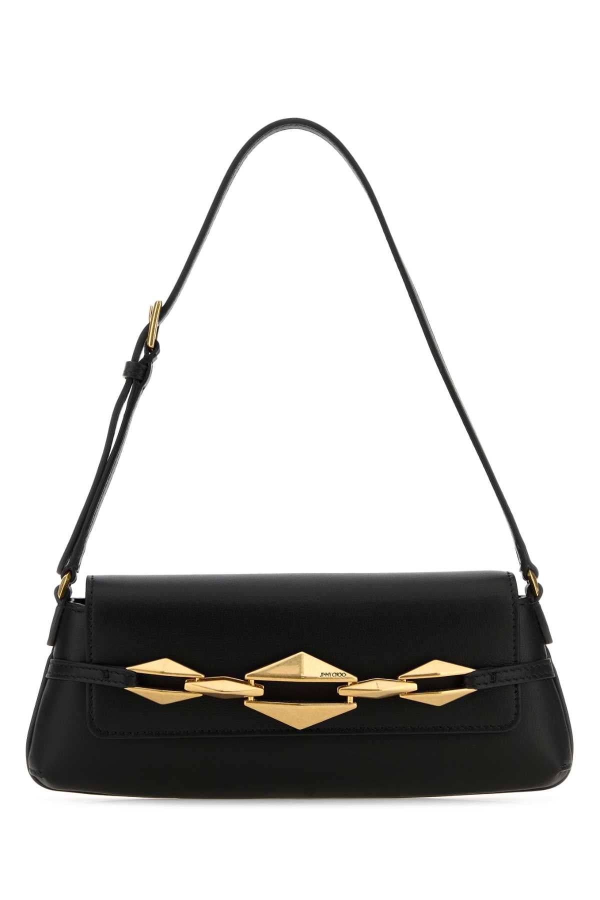 JIMMY CHOO Mini Black Leather Diamond Shoulder Handbag