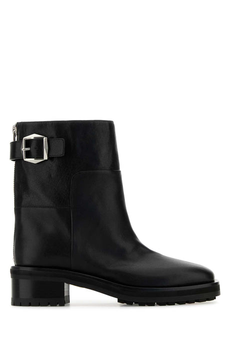 JIMMY CHOO Chic Black Leather Ankle Boots with 5cm Heel Height