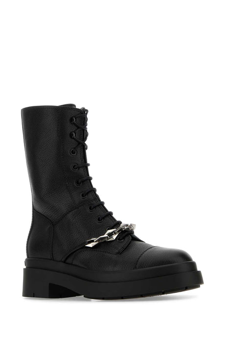 JIMMY CHOO Chic Black Leather Nari Ankle Boots