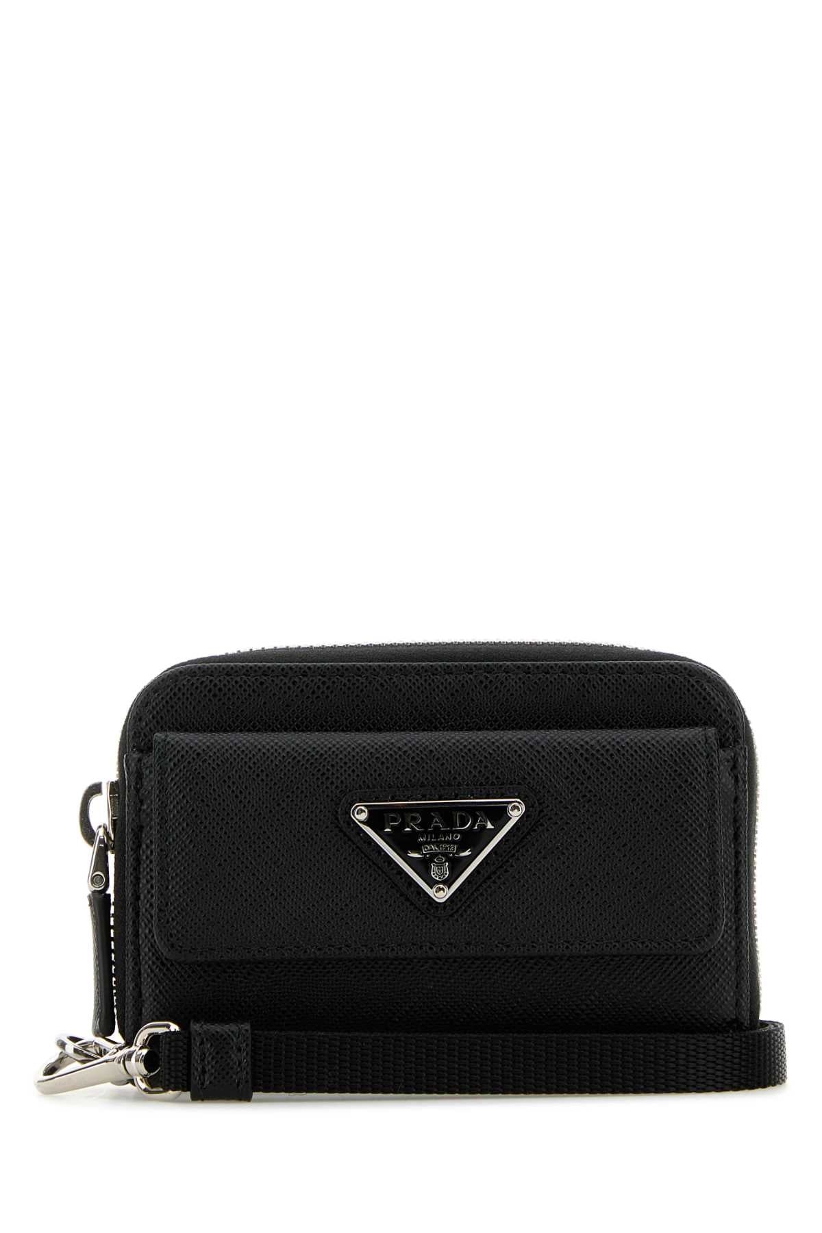 PRADA Sleek Black Leather Mini Wallet