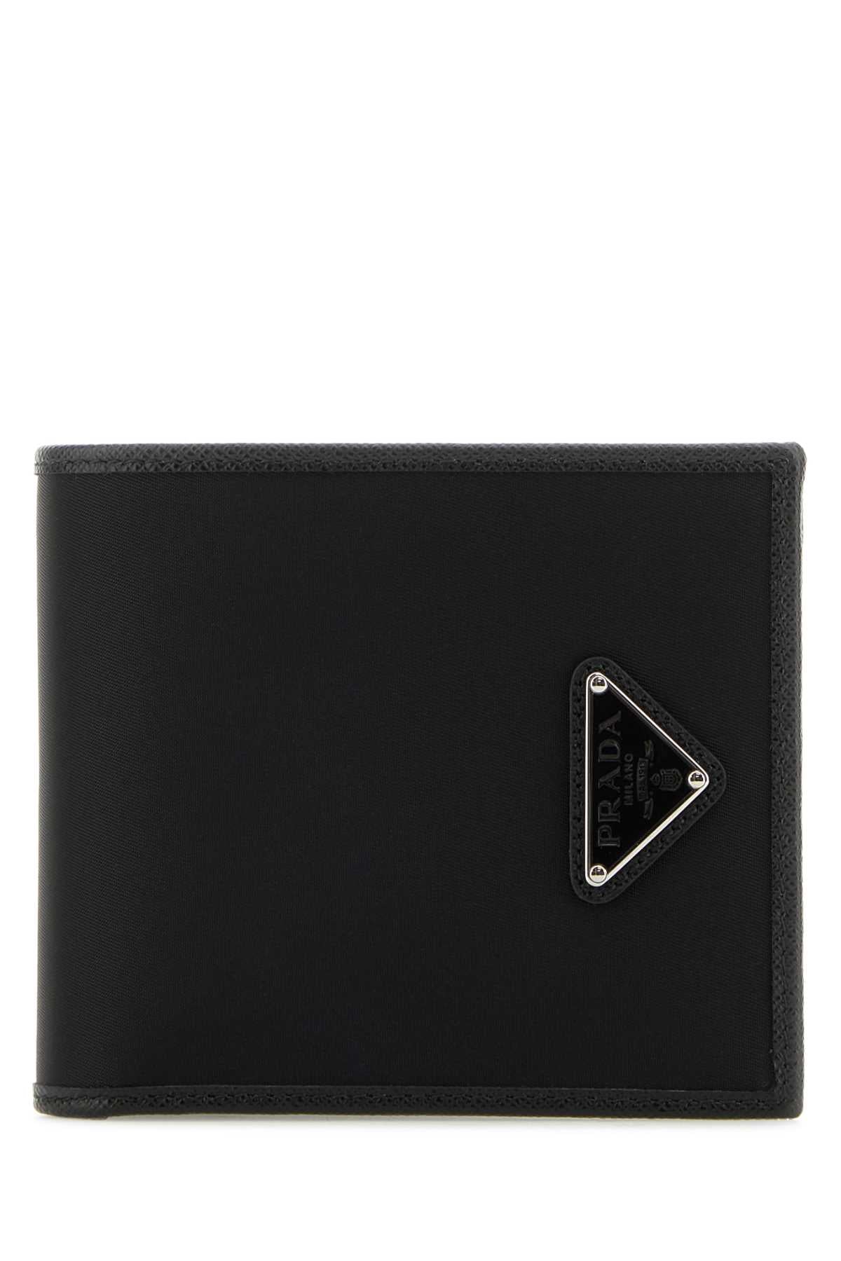 PRADA Compact Black Canvas Wallet - 11 cm x 10 cm x 3 cm