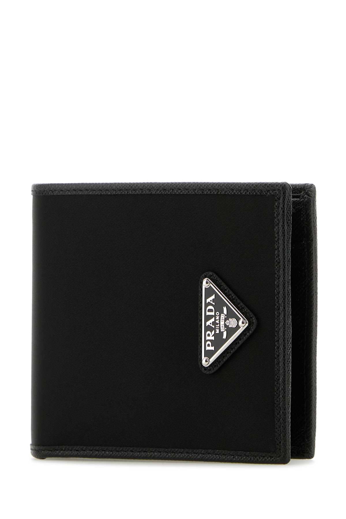 PRADA Compact Black Canvas Wallet - 11 cm x 10 cm x 3 cm