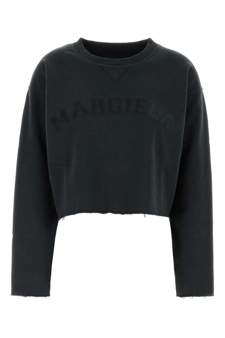 MAISON MARGIELA Essential Black Cotton Sweatshirt for Her - Fall/Winter 2024