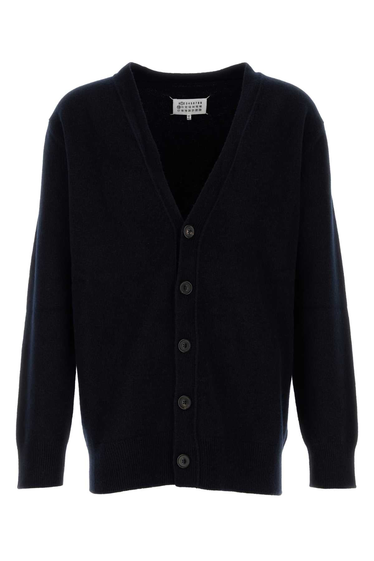 MAISON MARGIELA Elegant Wool Cardigan for Men - Midnight Blue